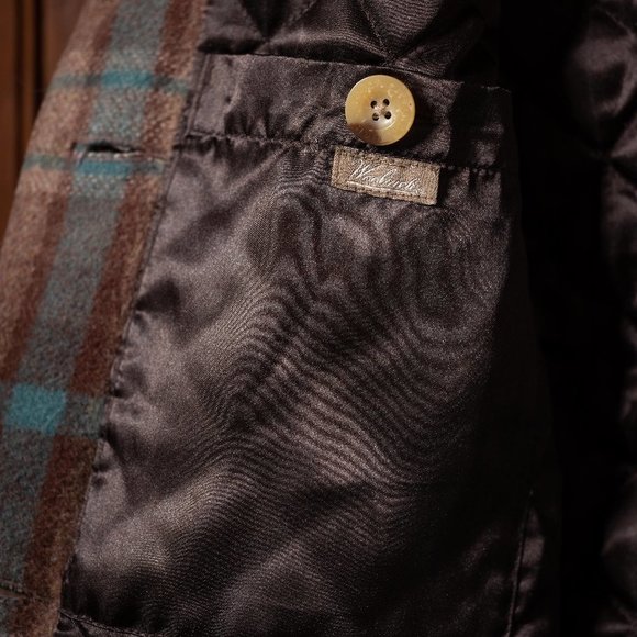 Woolrich Brown Plaid Boxy Jacket Soft Wool Blend with Sherpa Lined Collar - Picture 6 of 6